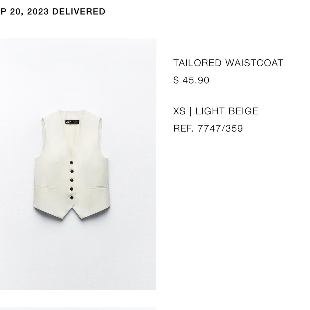 New Zara Linen Tailored Waistcoat Button Vest Light Beige XS - Picture 6 of 6